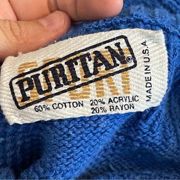 Vintage 90s Puritan Blue Thick Knit Grunge/Academia Crew Neck Sweater 2XL - Picture 6 of 9